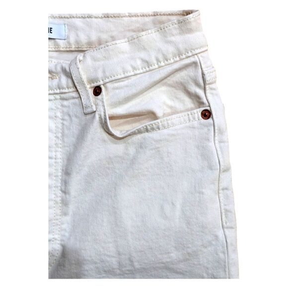 RE/DONE 70S Stove Pipe High Rise Vintage White Button Fly Ankle Jeans Size 28 - Picture 7 of 12